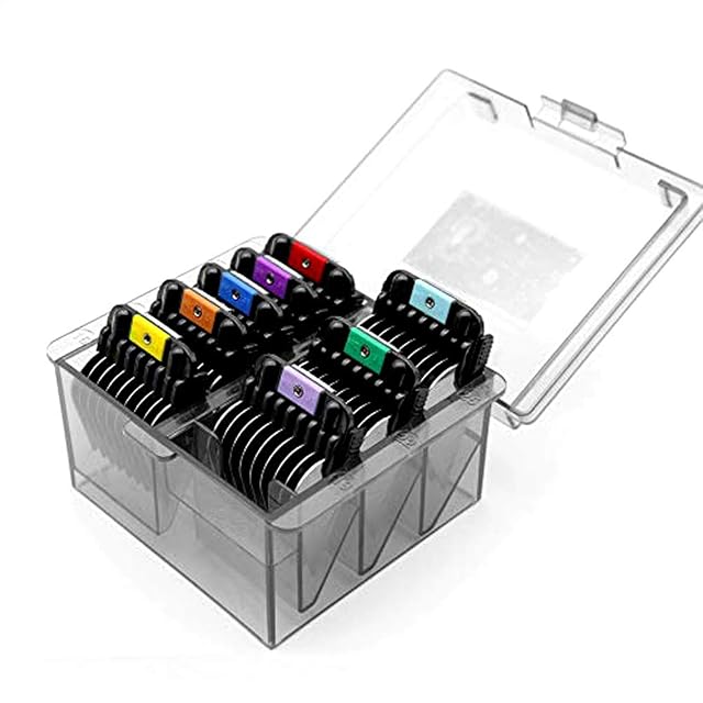 shernbao set of eight color-coded stainless steel clipper guide combs