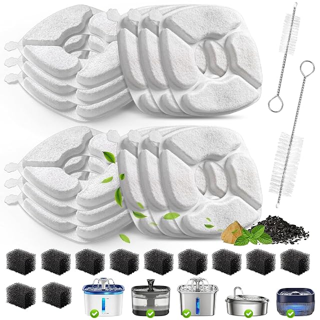 Bengor twenty-four piece cat fountain filter and sponge set with cleaning brush