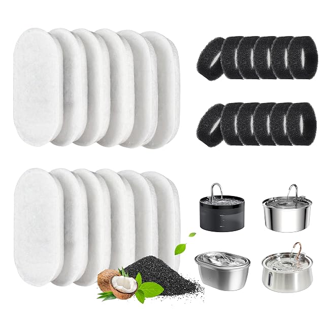 DOOOB twenty-four pack of cat fountain carbon and sponge filters