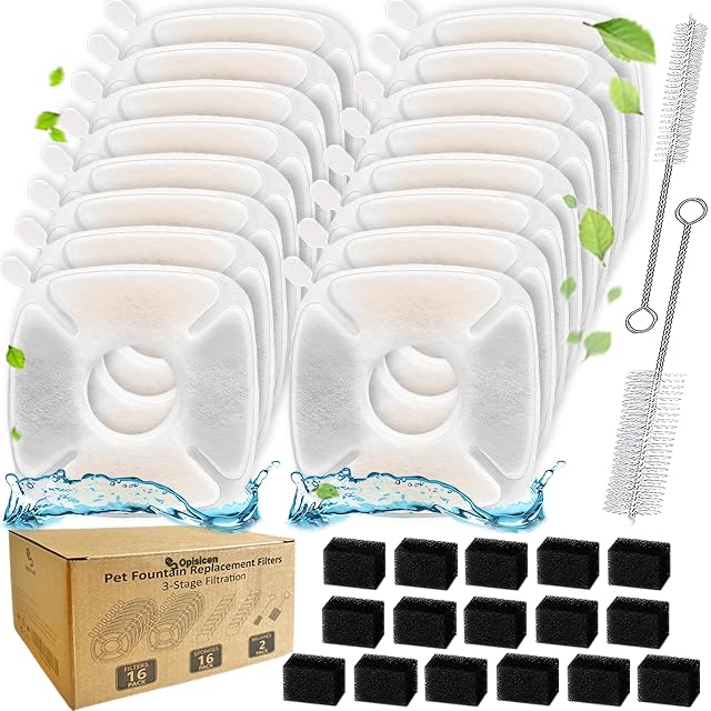 OPISICEN set of cat fountain filters, sponges and two cleaning brushes