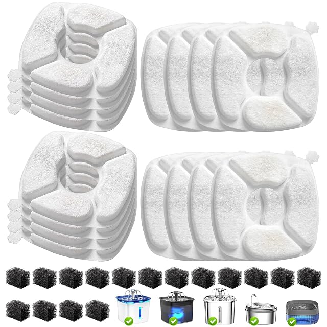 VANVE set of sixteen cat fountain carbon filters with sixteen sponges