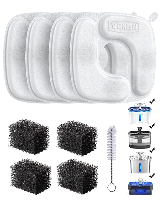 Veken F1 Series four-pack of cat water fountain replacement filters