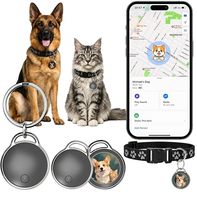 SxingUxing pet tracker tag with adjustable collar for cats and dogs