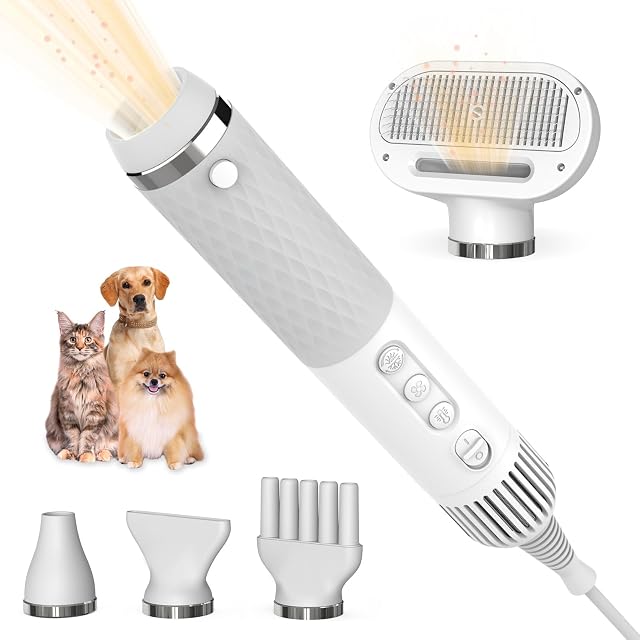 KUUBIA 5-in-1 pet dryer with brush attachment