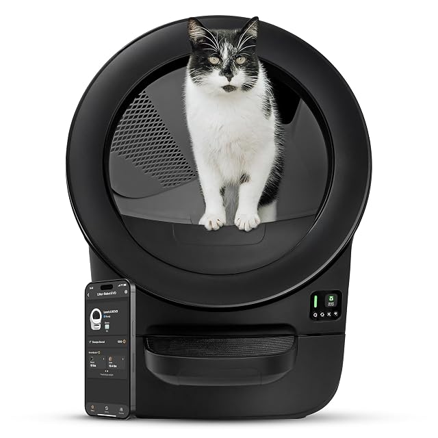 Whisker Litter-Robot EVO black compact self-cleaning cat litter box