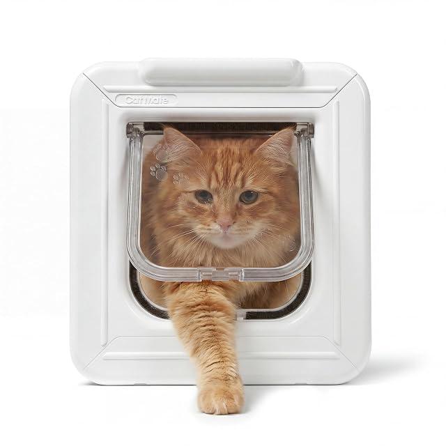 Cat Mate Elite white microchip cat door with timer control