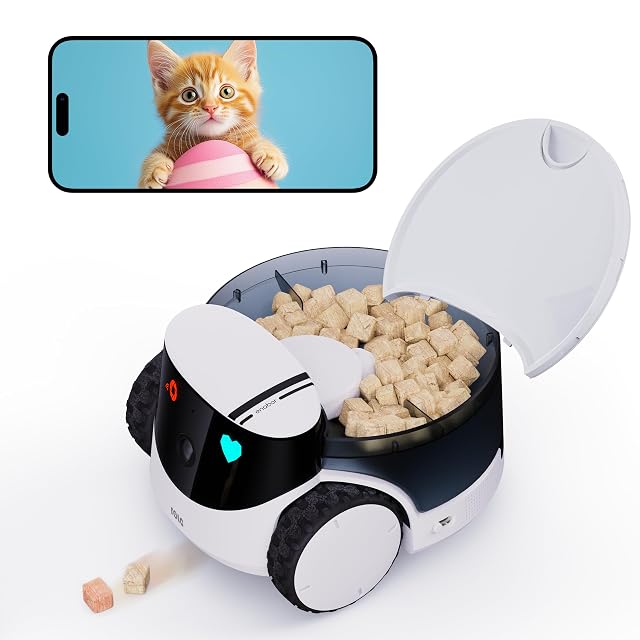 Enabot EBO ROLA PetPal mobile pet camera robot with treat dispenser and dock