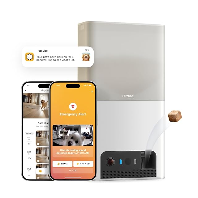 Petcube Bites 2 Lite white pet camera with treat dispenser